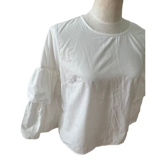 Madewell crisp white Poplin tiered sleeve blouse - Picture 2 of 6